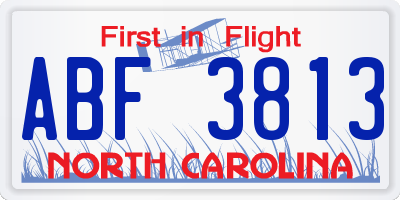 NC license plate ABF3813