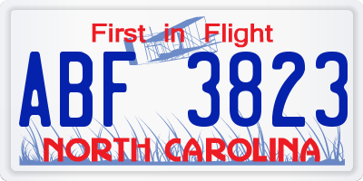 NC license plate ABF3823