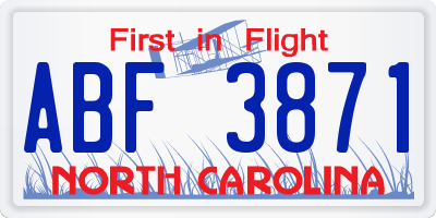 NC license plate ABF3871