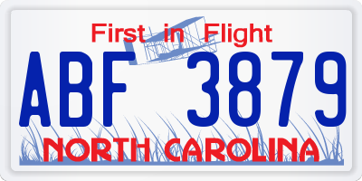 NC license plate ABF3879