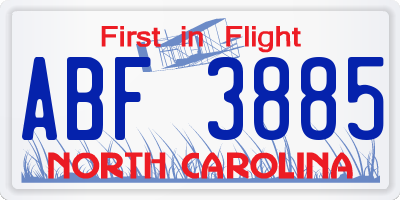 NC license plate ABF3885