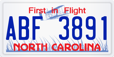 NC license plate ABF3891