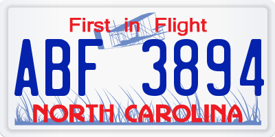 NC license plate ABF3894