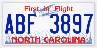 NC license plate ABF3897