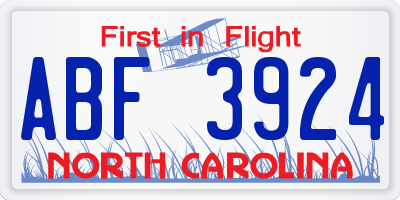 NC license plate ABF3924