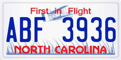 NC license plate ABF3936