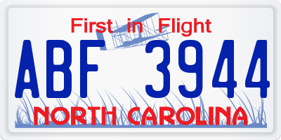 NC license plate ABF3944