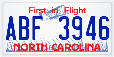NC license plate ABF3946