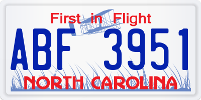 NC license plate ABF3951