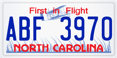 NC license plate ABF3970