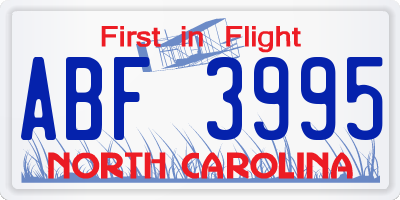 NC license plate ABF3995