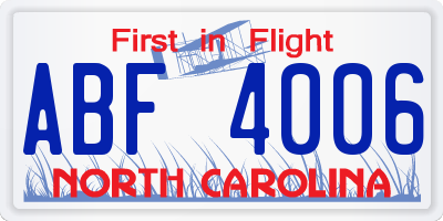 NC license plate ABF4006