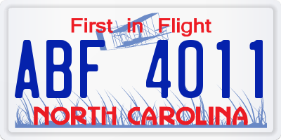 NC license plate ABF4011