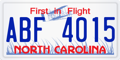 NC license plate ABF4015