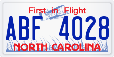 NC license plate ABF4028