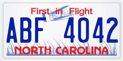 NC license plate ABF4042