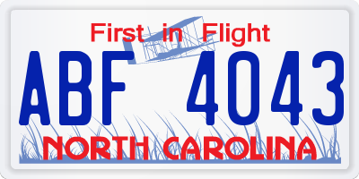 NC license plate ABF4043
