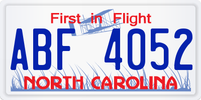 NC license plate ABF4052