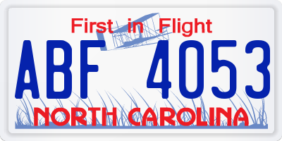 NC license plate ABF4053
