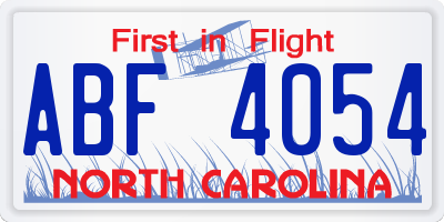 NC license plate ABF4054