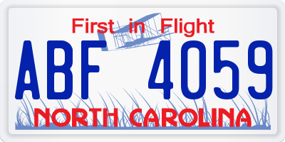 NC license plate ABF4059