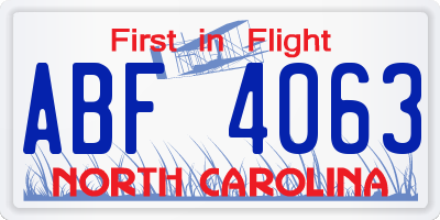 NC license plate ABF4063