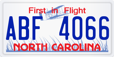 NC license plate ABF4066