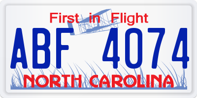 NC license plate ABF4074