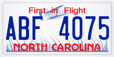 NC license plate ABF4075