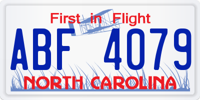 NC license plate ABF4079