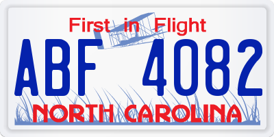 NC license plate ABF4082