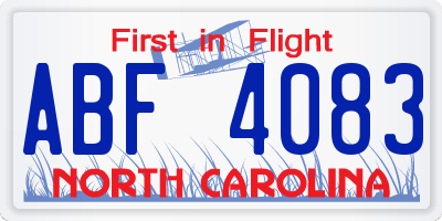 NC license plate ABF4083