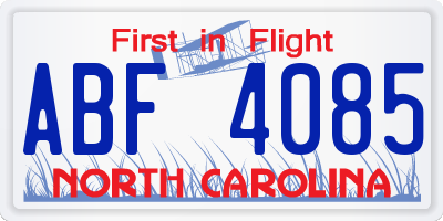NC license plate ABF4085