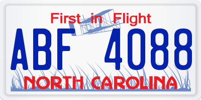 NC license plate ABF4088