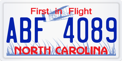 NC license plate ABF4089