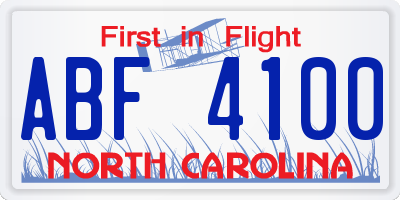 NC license plate ABF4100