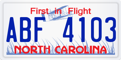NC license plate ABF4103