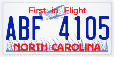 NC license plate ABF4105