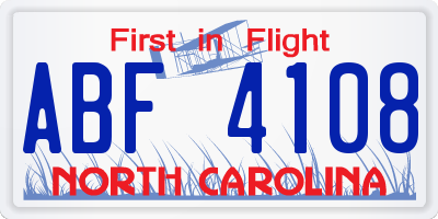 NC license plate ABF4108