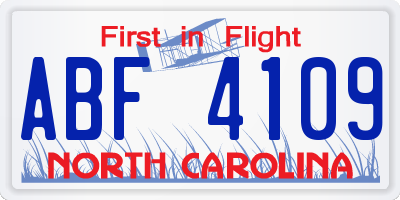 NC license plate ABF4109