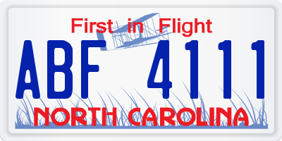 NC license plate ABF4111