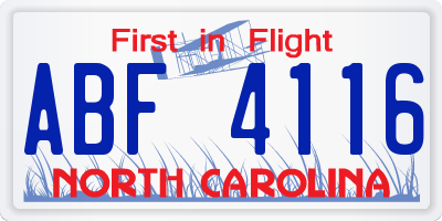 NC license plate ABF4116