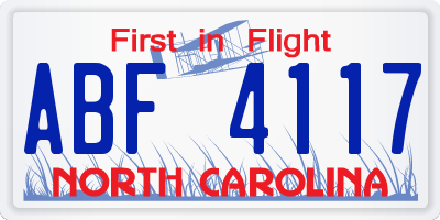 NC license plate ABF4117