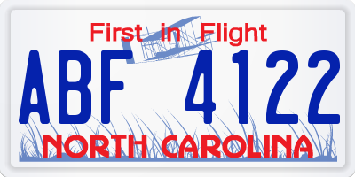 NC license plate ABF4122
