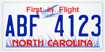 NC license plate ABF4123