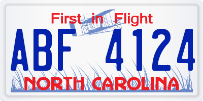 NC license plate ABF4124