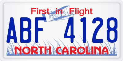 NC license plate ABF4128