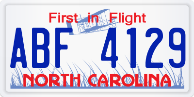 NC license plate ABF4129