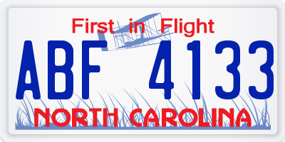 NC license plate ABF4133