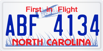 NC license plate ABF4134